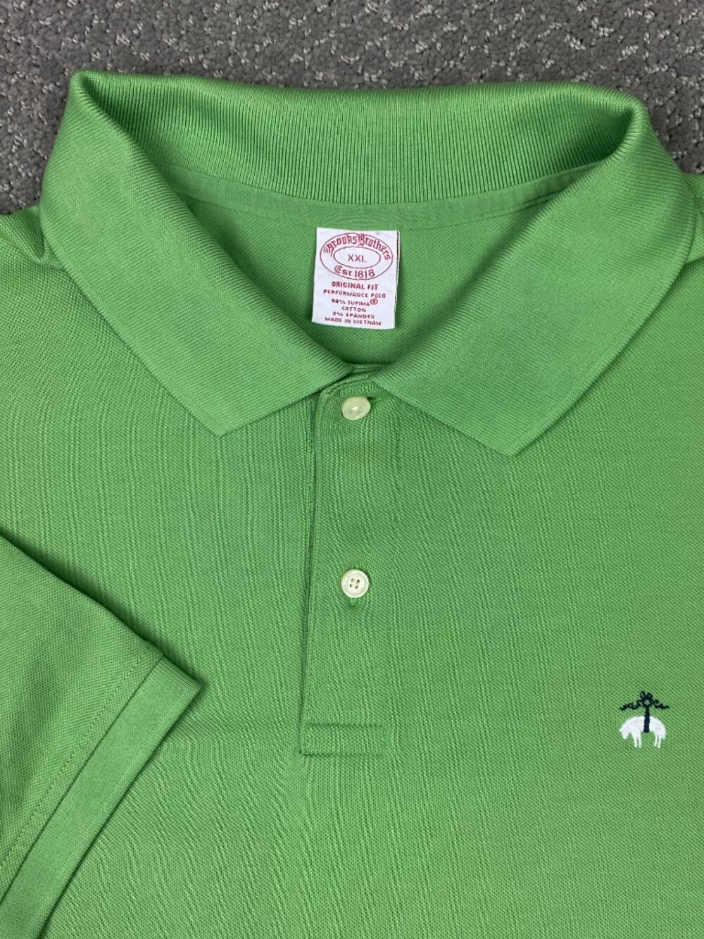 Brooks Brothers Polo Shirt Mens XXL Green Mesh Original Fit Stretch NWOT 2XL